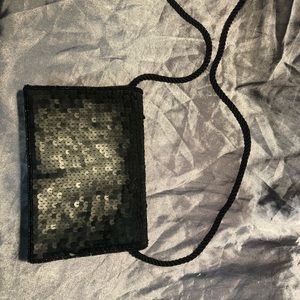 Black Sequin Crossbody Clutch